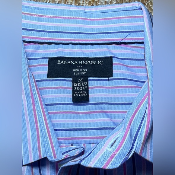 Banana Republic Striped Long Sleeve Slim Fit Button Up,Collared,Size M,Men's - Picture 8 of 10